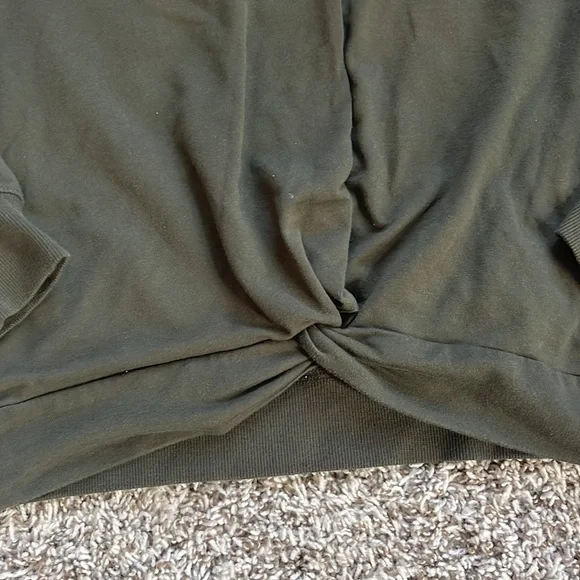 Micheal Kors Olive Green Front Knot Crew Neck Sweater size medium - Picture 3 of 8